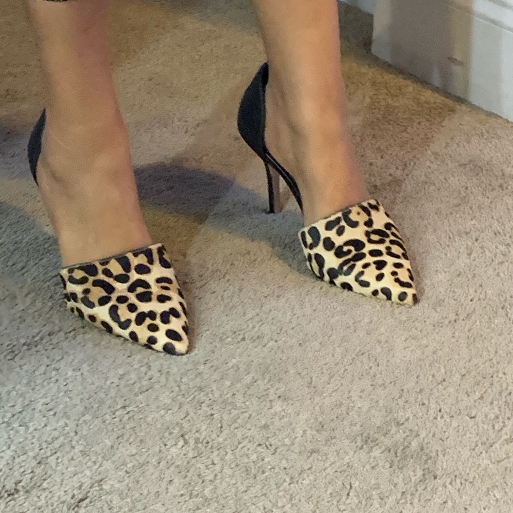Black Leopard Print Vadah D'orsay Pumps Size US 8
